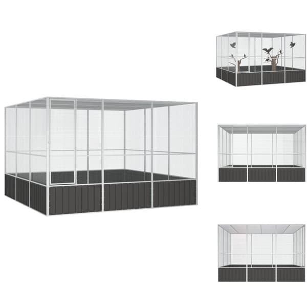 Fuglebure & stativer - Living fuglebur 302,5x324,5x211,5 cm galvaniseret stål antracitgrå