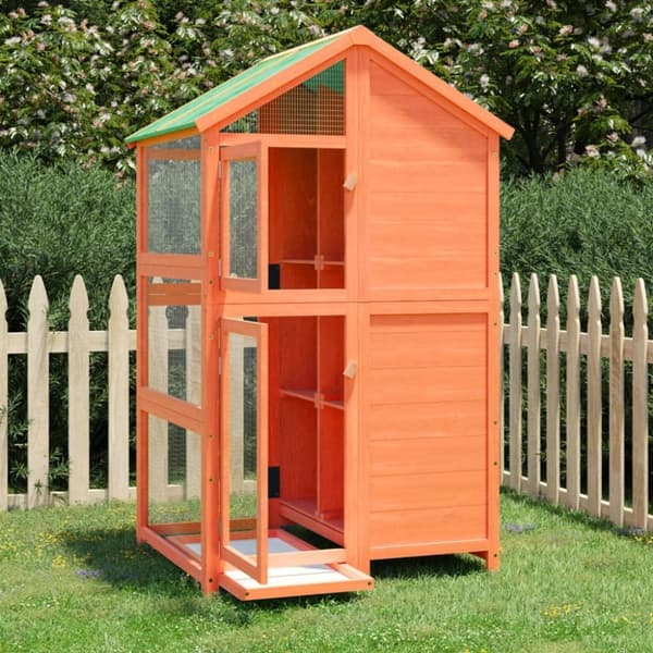 Fågelburar & ställningar - Living Fågelhus brun 97x81x152 massiv furu