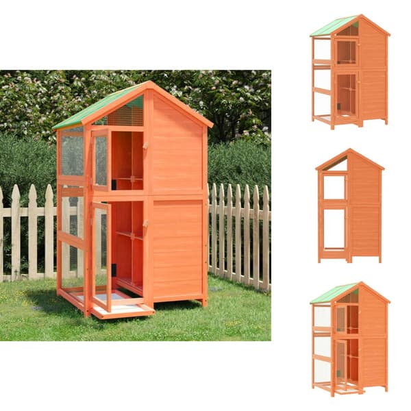 Fågelburar & ställningar - Living Fågelhus brun 97x81x152 massiv furu