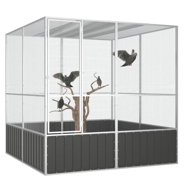 Lintuhäkit & -telineet - Living Lintuhäkki antrasiitti 213,5x217,5x211,5 cm galvanoitu teräs