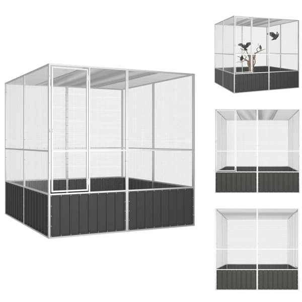 Lintuhäkit & -telineet - Living Lintuhäkki antrasiitti 213,5x217,5x211,5 cm galvanoitu teräs
