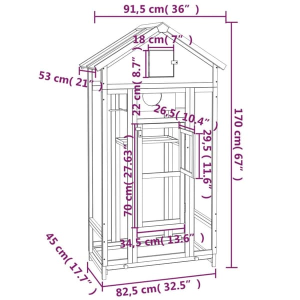 Fågelburar & ställningar - Living Fågelhus brun 91,5x53x170 cm massiv furu