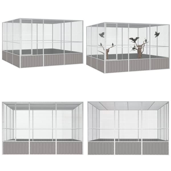 Fuglebur 302,5x324,5x211,5 cm galvaniseret stål grå - Fuglebur - Fuglebure - Home & Living