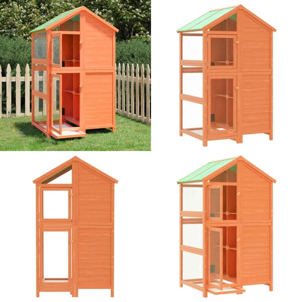 Fågelhus brun 97x81x152 massiv furu - Fågelhus - Fågel Hus - Home & Living