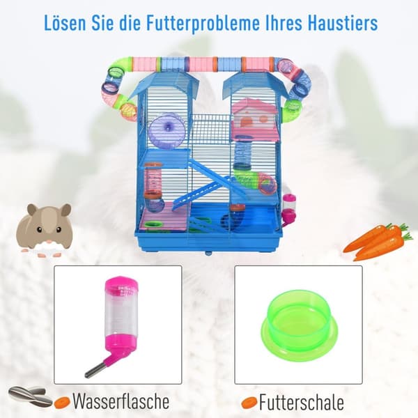 Rootz hamsterbur - Blå - Metal, Pp, Ps - 18,5 cm x 11,81 cm x 23,22 cm