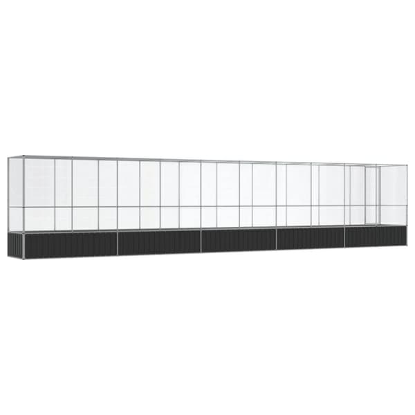 Voljär med utbyggnad silver 1042,5x107x212 cm stål