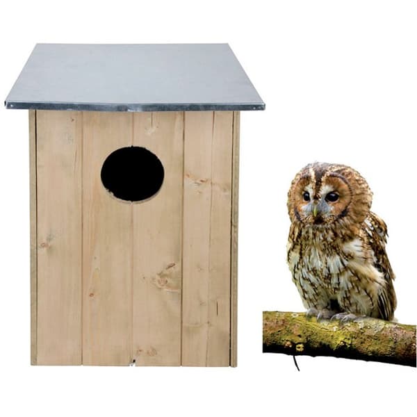 Holkasse för uggla - Esschert Design - Massivt trä - 47,5 x 47,5 x 59,7 cm