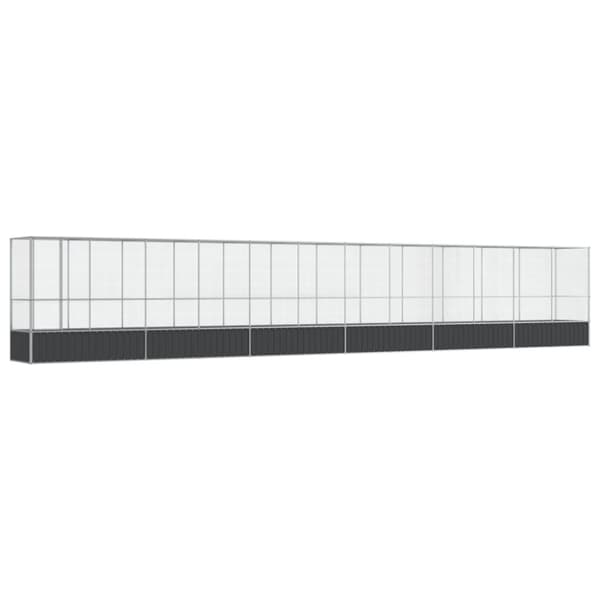 Voljär med utbyggnad silver 1250,5x107x212 cm stål