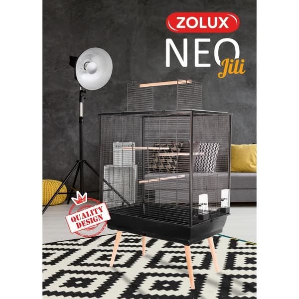 Néo Jili upphöjd bur för fåglar - ZOLUX - L 78 x D 47,5 x H 112 cm - 3 sittpinnar - 2 drinkare