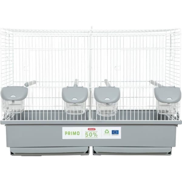 Primo ekodesignad tamfågelplastbur 57 x 34,5 x 41 cm Vit. Grå
