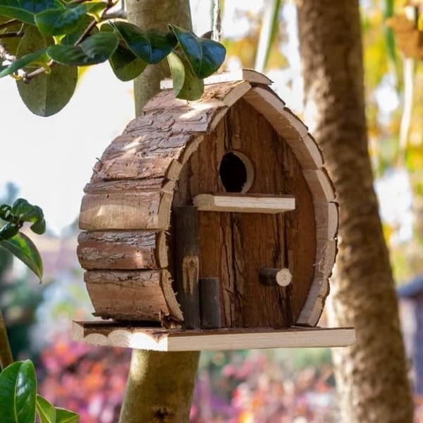Väderbeständig Naturlig Rustik Trä Fågelholk All Birdhouse Utomhus Hängande Voljär Trädgård Träd eller Balkong