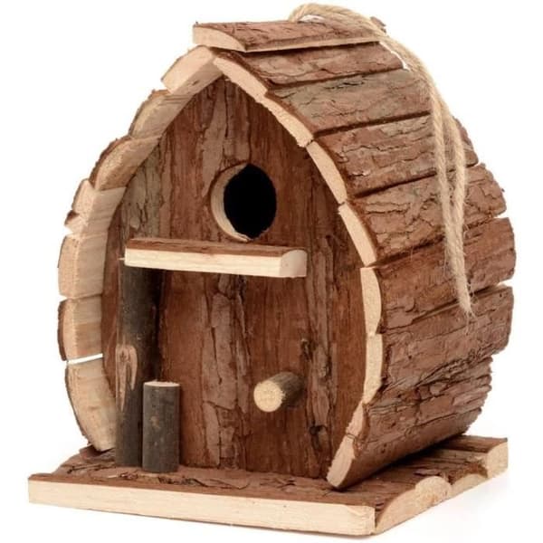Väderbeständig Naturlig Rustik Trä Fågelholk All Birdhouse Utomhus Hängande Voljär Trädgård Träd eller Balkong