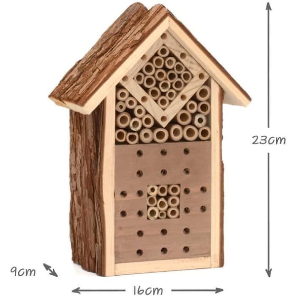 CKB LTD Naturligt trä Insektshotell för bin Nyckelpiga Butterfly Shelter Bo Trädgård Utomhus Habitat Hem Exteriör 16x9x23cm