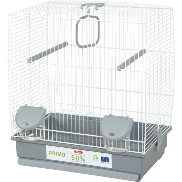 Fågelbur - Carla - Återvunnen plast - 2 sittpinnar - 2 matare - Gunga