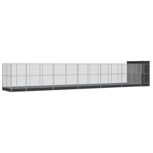 Voljär med utbyggnad silver 1244x203x216 cm stål