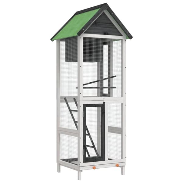 Fågelhus grå 60x58,5x160 massiv furu