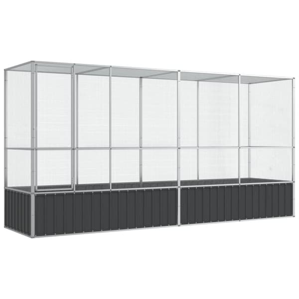 Voljär med utbyggnad silver 418,5x107x212 cm stål