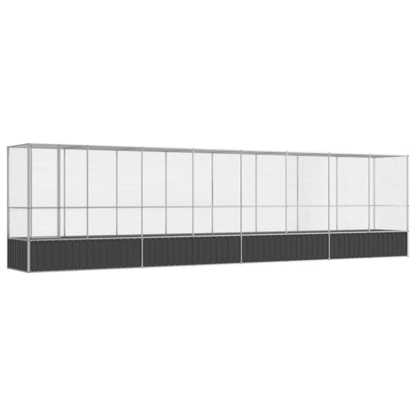 Voljär med utbyggnad silver 834,5x107x212 cm stål