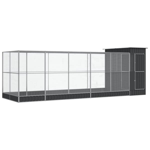 Voljär med utbyggnad silver 623x203x216 cm stål