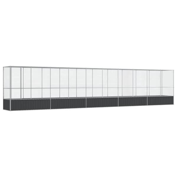 Voljär med utbyggnad silver 1042,5x107x212 cm stål