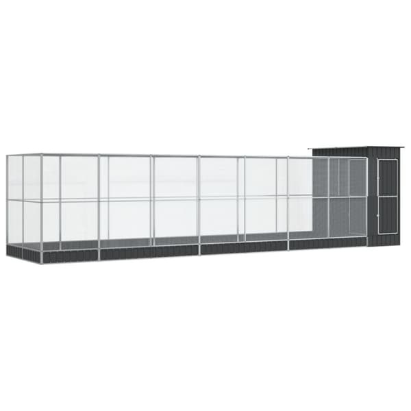 Voljär med utbyggnad silver 830x203x216 cm stål