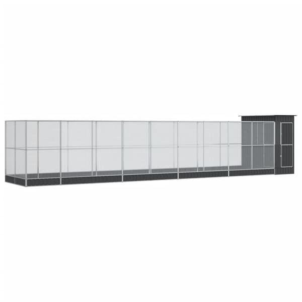 Voljär med utbyggnad silver 1037x203x216 cm stål
