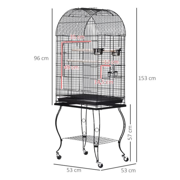 Fuglebur, Rustfrit Stål Materiale, Aftagelig Bakke,51x51x153 cm