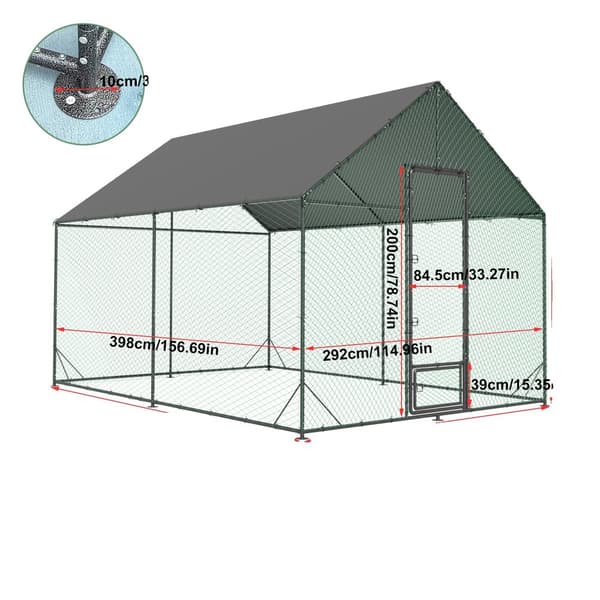 Utomhus Hönshus, Ram av Högkvalitativt Järn, Gå-in Design,XL