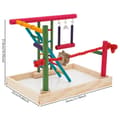 Miniatyrbillede 2 af 2: Papegøje Svingestativ, Solid Træ, Hampereb, Holder 1-5 Papegøjer,MULTI
