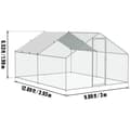 Miniatyrbillede 2 af 2: Stort Metal Hønsehus, Galvaniseret Stål, 3x7,83x1,99 m, Hexagonal Beskyttelsesnet,4x3x2m Spire