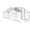 Miniatyrbillede 1 af 2: Stort Metal Hønsehus, Galvaniseret Stål, 3x7,83x1,99 m, Hexagonal Beskyttelsesnet,4x3x2m Spire