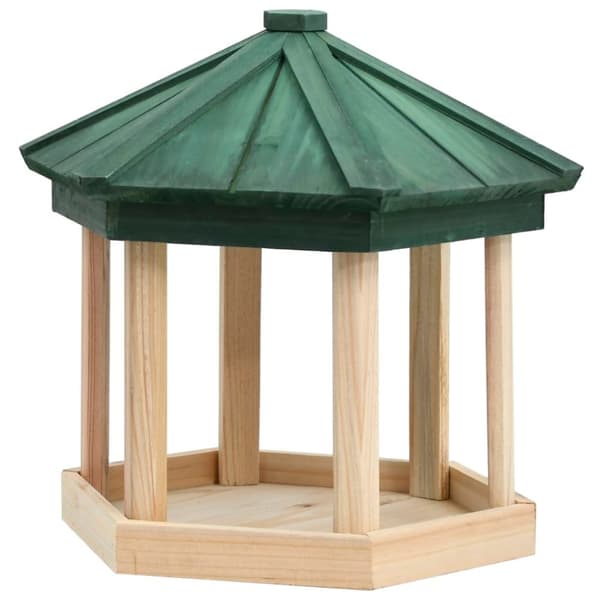 vidaXL fuglefoderhus 33x30 cm ottekantet massivt fyrretræ