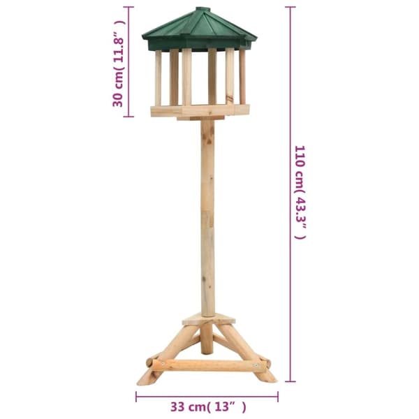 vidaXL stående fuglefoderhus 33x110 cm massivt fyrretræ
