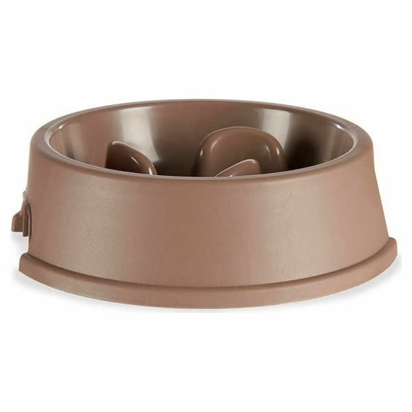 Långsam äta matskål för husdjur Beige Plast (27 x 7,5 x 27 cm) (12 antal)
