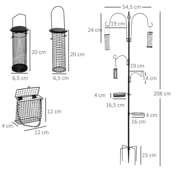Rootz Bird Feeder - Bird Feeder Set - Bird Feeder Stand - 54,5cm x 54,5cm x 208cm