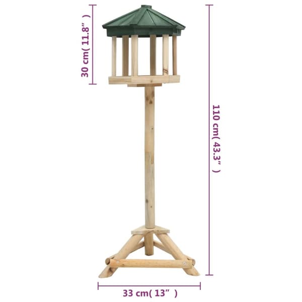 vidaXL stående fuglefoderhus 33x110 cm massivt fyrretræ -  Foderautomater til fugle