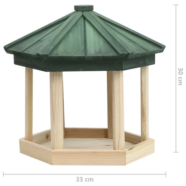 vidaXL Fågelmatare oktagonal massivt granträ 33x30 cm -  Fågelmatare