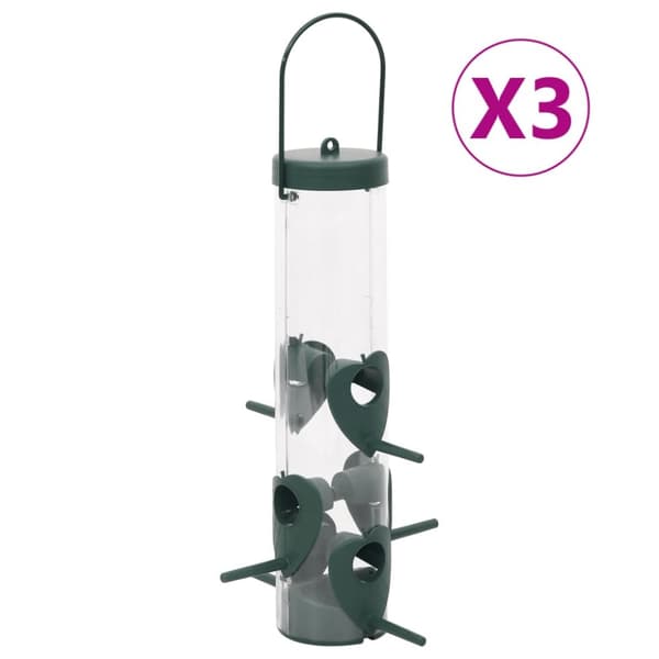 vidaXL foderautomater til fugle 3 stk. 17x17x32 cm mørkegrøn -  Foderautomater til fugle