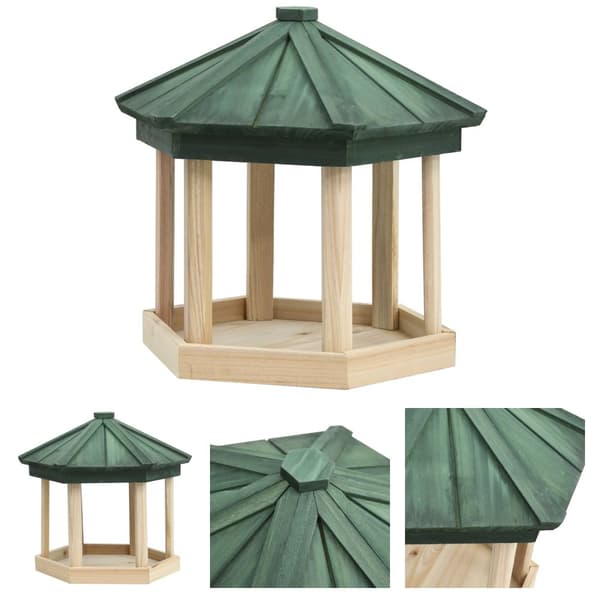 The Living Store Fågelmatare oktagonal massivt granträ 33x30 cm -  Fågelmatare