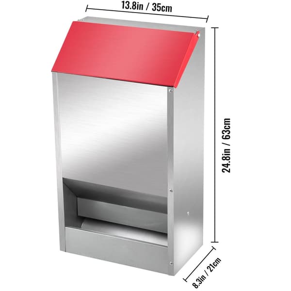 Galvaniseret Stål Fjerkræfoderbeholder, 30 lbs Kapacitet, Vægmonteret Design,50 lbs