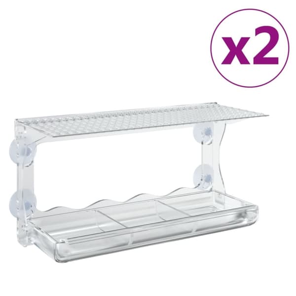Fågelmatare för fönster 2 st akryl 30x12x15 cm