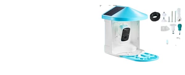 Smart Fugl Foderautomat, 2K HD Kamera, Solcelledrevet, 2L Kapacitet,Blå