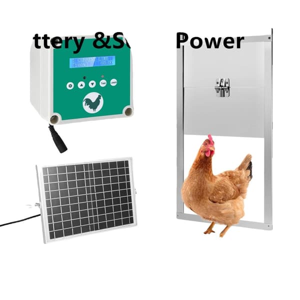 Automatisk Hønsehus Døråbner, Timer og Lysføler, Solbatteri Drev, Vandtæt,EU STIK, batteri solenergi