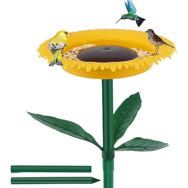 OBOSOE fuglefoderautomat på stativ – dekorativ udendørs fuglefoderautomat i blomsterdesign til have og altan
