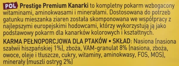 VERSELE LAGA Prestige Premium Kanariefugle - Kanariefuglefoder - 2,5 kg