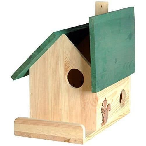 Luxus-Insektenhotels 22218e Högkvalitativt ekorrskydd med 3 ingångar, terrass och dekorativ ekorre