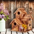 Miniatyrbild 3 av 6: Relaxdays fågelnest, att hänga, balkong, terrass, trädgård, bränt trä, dekornisch, HLP 34x20x19 cm, naturlig