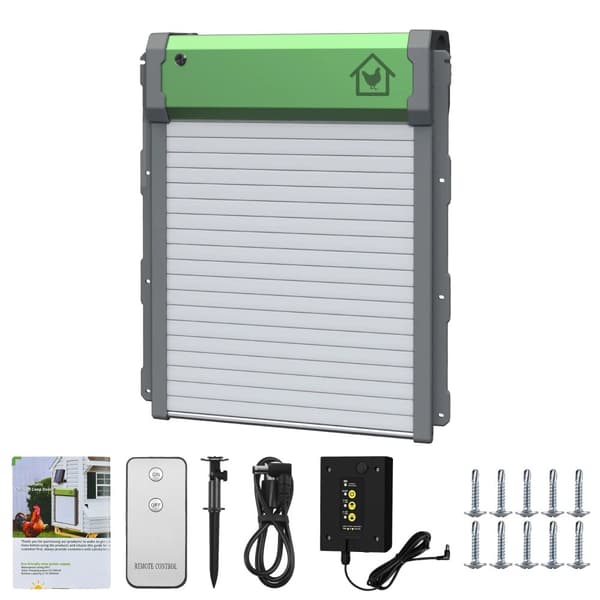 Automatisk Hönskoop Dörr, Solcellsdriven, Fjärrkontrollsfunktion,VIT