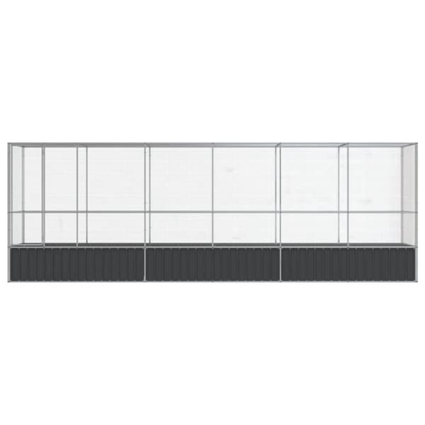 vidaXL voliere med udvidelse 626,5x107x212 cm stål sølvfarvet