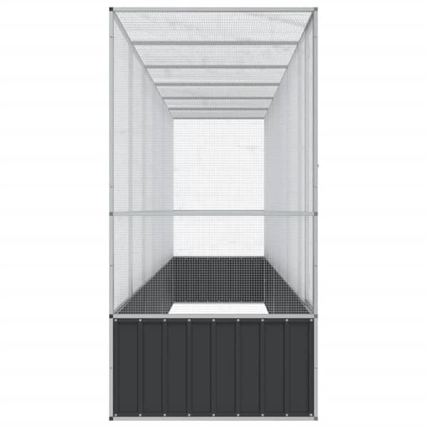 vidaXL voliere med udvidelse 626,5x107x212 cm stål sølvfarvet